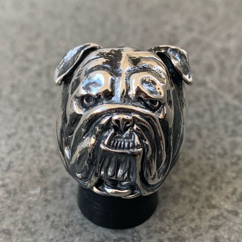 RUST LEATHER BULLDOG BOSS RING ラストレザー オリジナル ブルドッグ リング 指輪 シルバー 925 スターリング ボス アクセサリー 21号_画像1