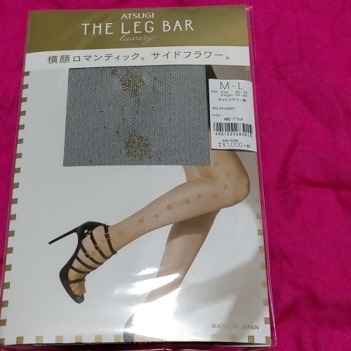 匿名★同梱歓迎【Z】★新品 ATSUGI THE LEG BAR ラメ サイドフラワー ストッキング パンスト M-L 日本製 _画像6