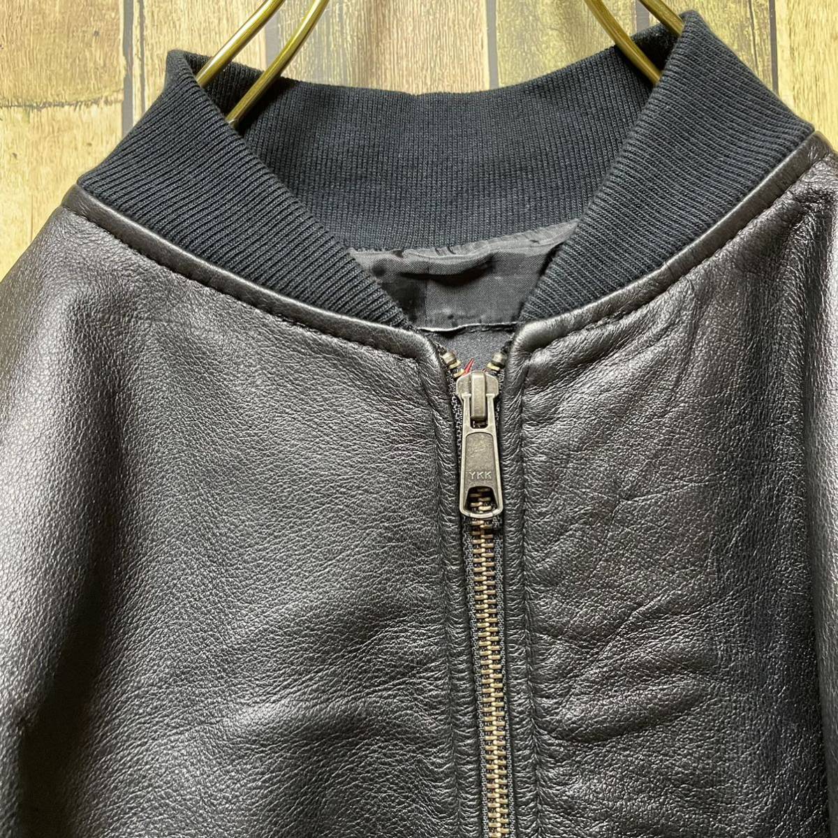 超目玉枠】 《高級素材》Genuine Leather MA-1 黒 レザー M aob.adv.br