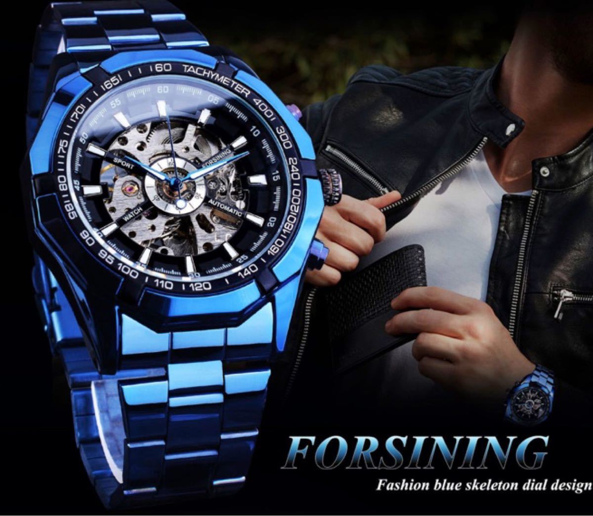 2021新作モデル T024 3D フルスケルトン 自動巻き 機械式 腕時計 青金@0121