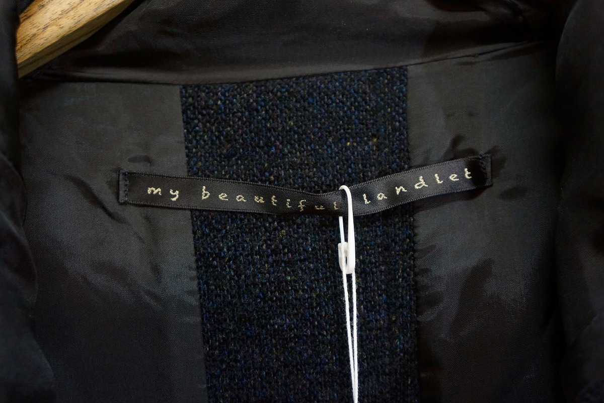 美品17AW my beautiful landletマイ ビューティフル ランドレット ブリティッシュ ウール混フーデッド コート wm06-co172061 紺110M△ - メンズファッション