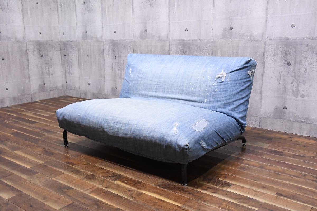 BAC49 Journal Standard Furniture ジャーナルスタンダードファニチャー ロデチェア 2シーター ダメージデニム  リクライニング 2人掛ソファ