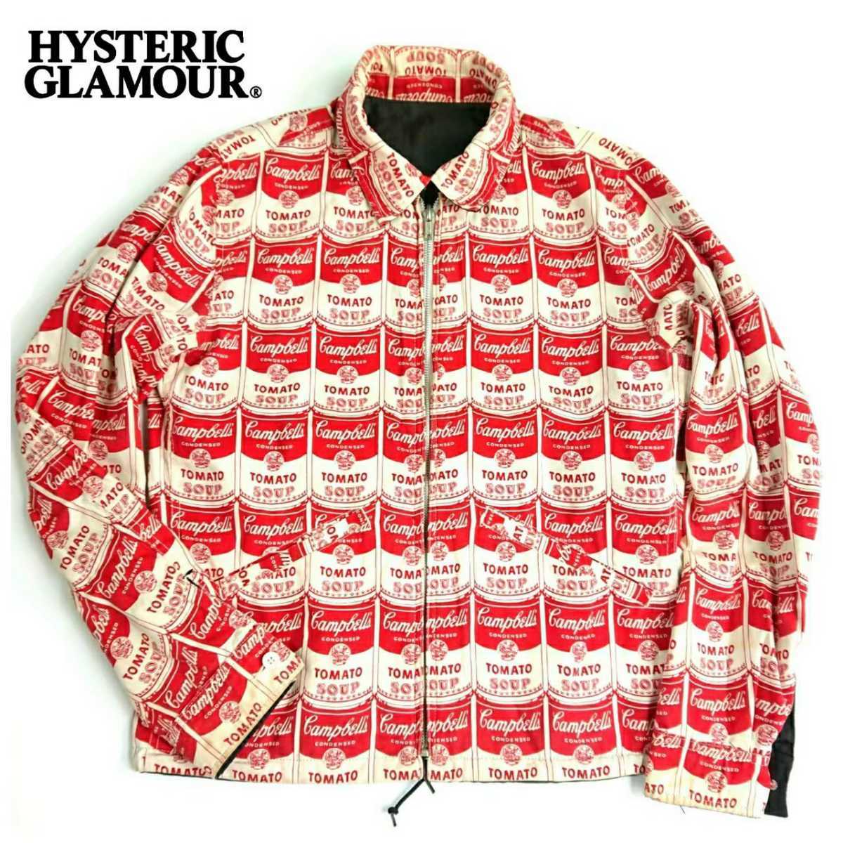 超稀少 HYSTERIC GLAMOUR ヒステリックグラマー アンディウォーホル キャンベルスープ総柄コットンリバーシブルナイロンジャケット S 美品