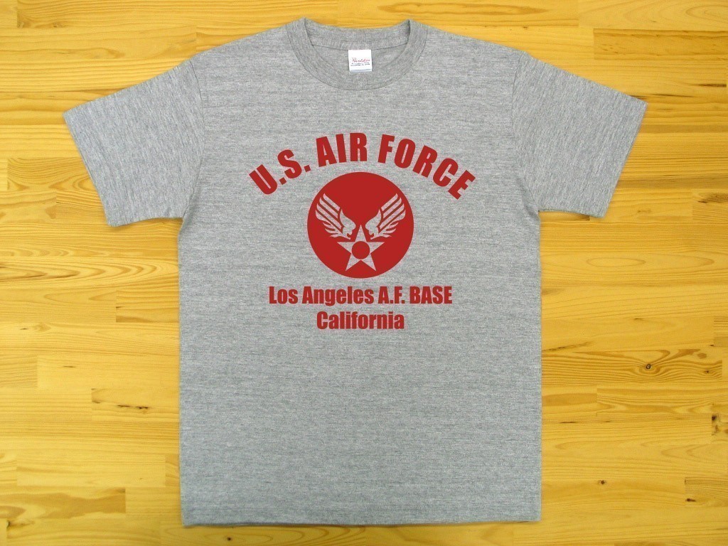 U.S. AIR FORCE 杢グレー 5.6oz 半袖Tシャツ 赤 S ミリタリー エアフォース アメリカ空軍の画像1