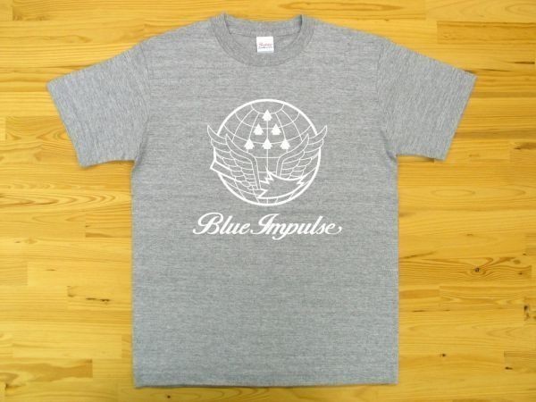 航空自衛隊 Blue Impulse 杢グレー 5.6oz 半袖Tシャツ 白 S ミリタリー ブルーインパルス_杢グレー（白色プリント）