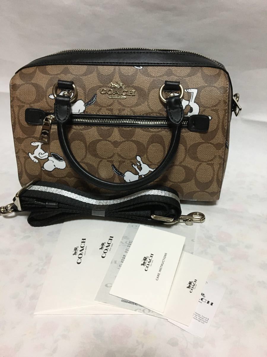 スヌーピー COACH 新品 ミニ ボストン 正規品 ローアン サッチェル