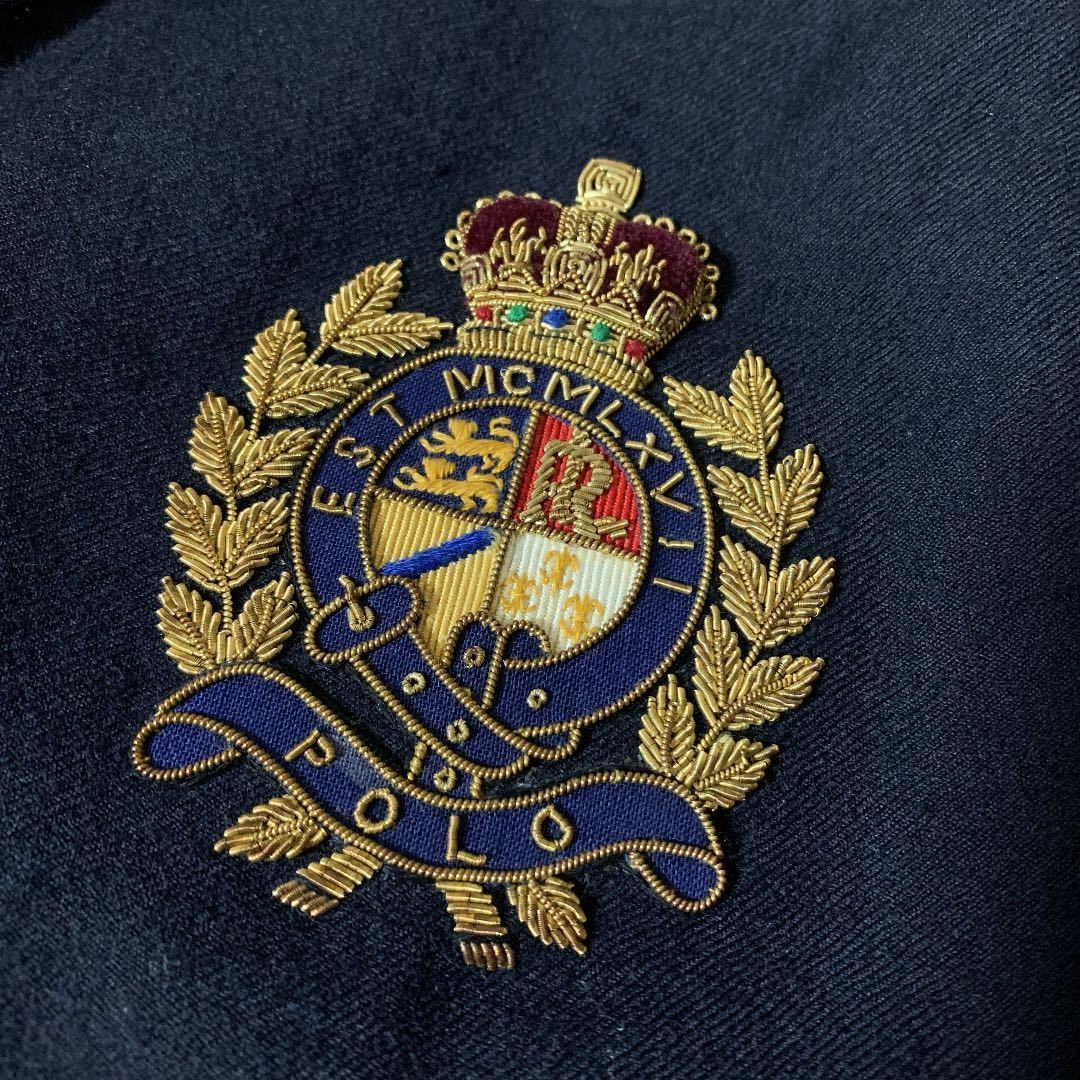 【エンブレム付 金ボタン 美品】80s 90s POLO RALPH LAUREN 紺 ブレザー テーラード ジャケット ポロ ラルフローレン メンズ ビンテージ