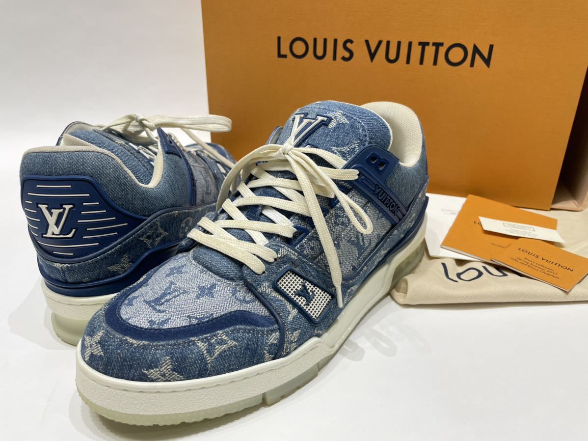 正規品 ヴィトン LOUIS VUITTON モノグラム デニム ロゴ スニーカー