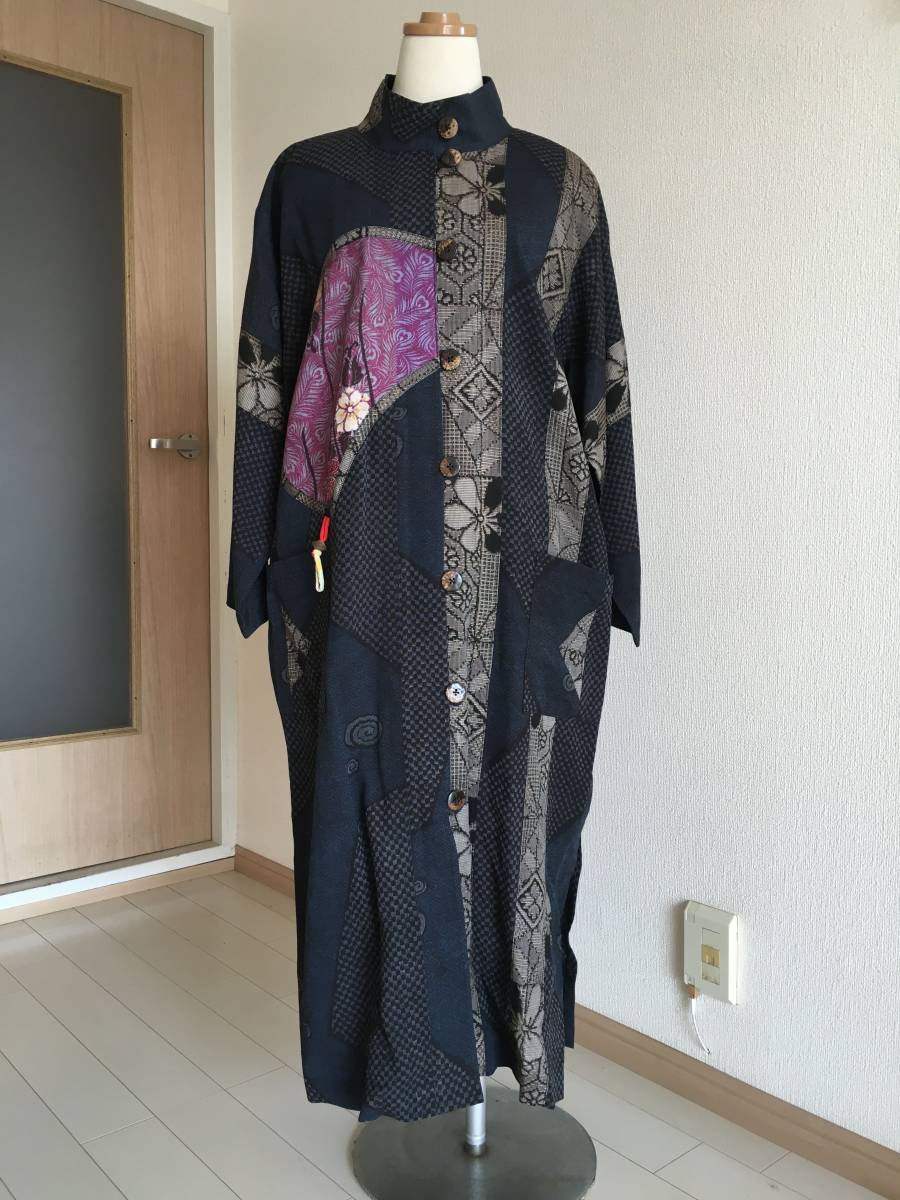 500円引きクーポン】 着物リメイク紬ロングコート - その他 - www ...
