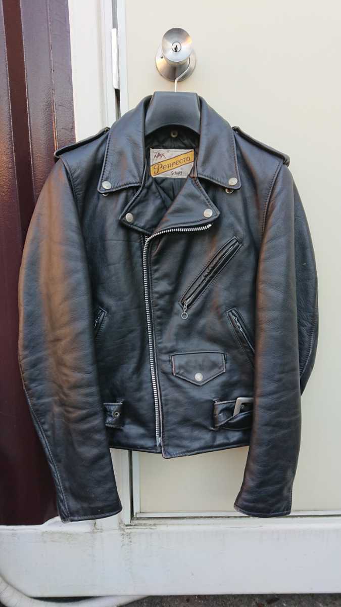 Schott 618 牛タグ ダブルライダースジャケット Size 34 Vintage ワンスター 613 613US 613UST _画像2