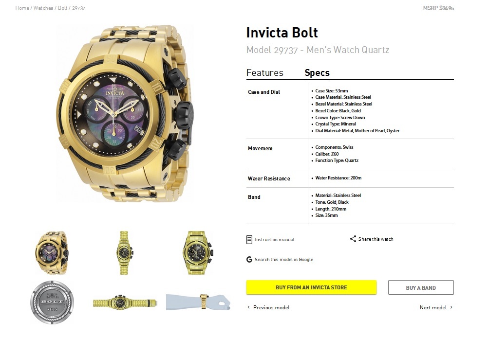 INVICTA インビクタ『Bolt Zeus 29737』☆クォーツ☆シェルダイアル