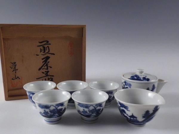 超格安セールヤフオク! - 古染付 『花文』煎茶碗 染付煎茶碗 五客セ