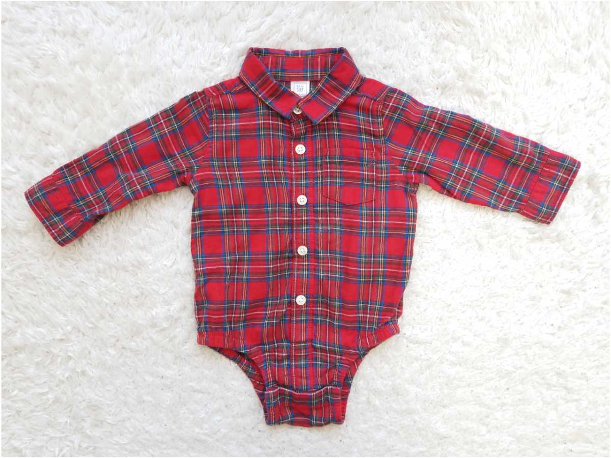 * прекрасный товар baby одежда babyGAP baby Gap красный в клетку рубашка дизайн длинный рукав детский комбинезон 70 младенец воротник имеется для мужчин и женщин Event .... стиль *