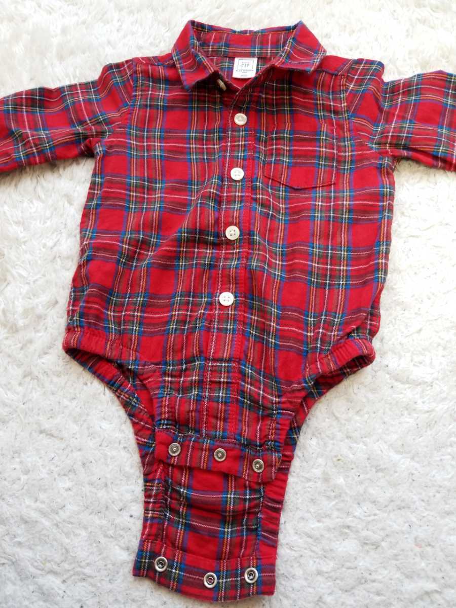 * прекрасный товар baby одежда babyGAP baby Gap красный в клетку рубашка дизайн длинный рукав детский комбинезон 70 младенец воротник имеется для мужчин и женщин Event .... стиль *