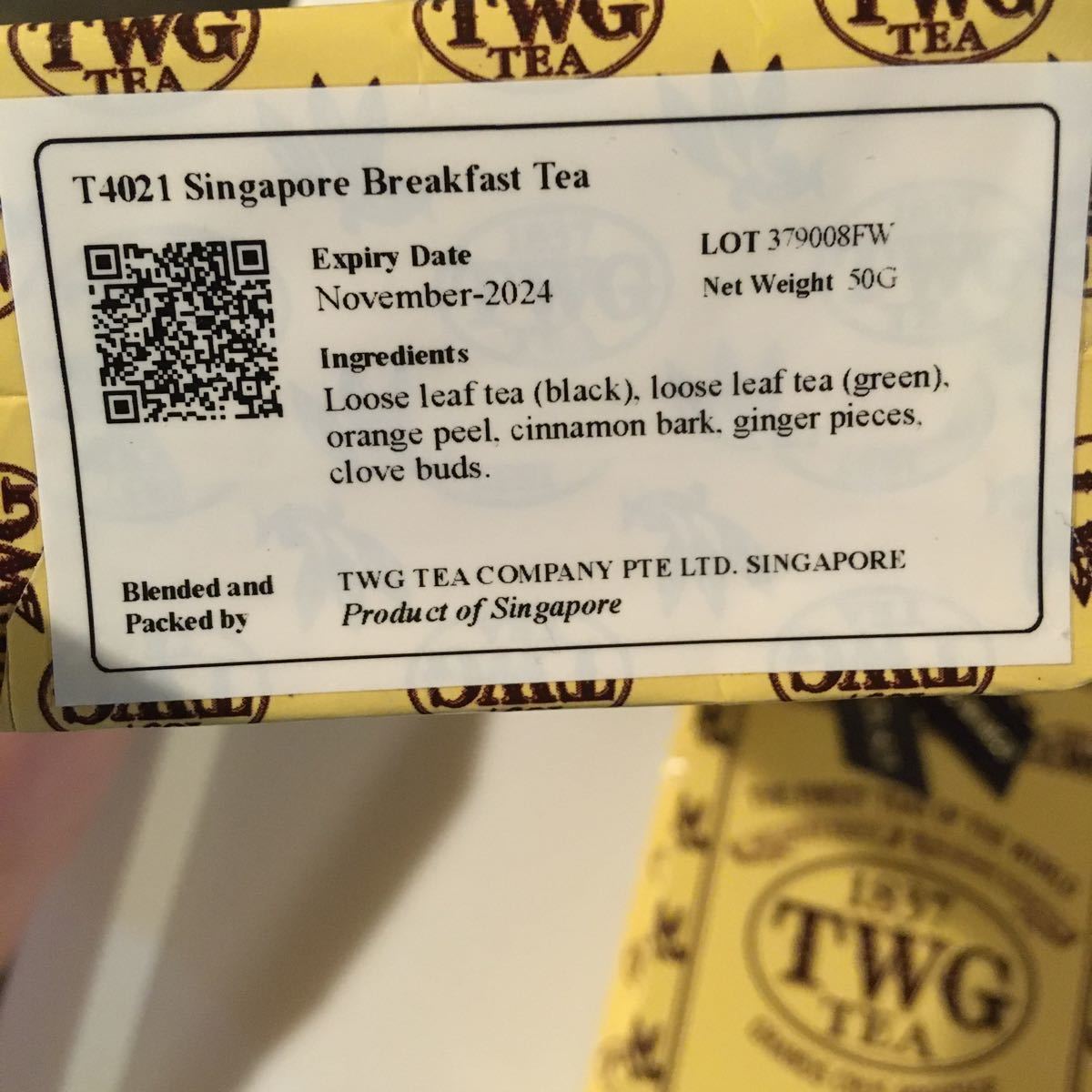 TWG茶葉50g x 2セット　シンガポールブレックファースト&ホリデーインニューヨーク