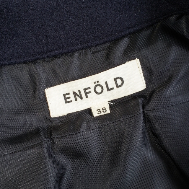 エンフォルド ENFOLD バイカラー ウール ジャケット 38 日本製 ネイビー ブラック　_画像7