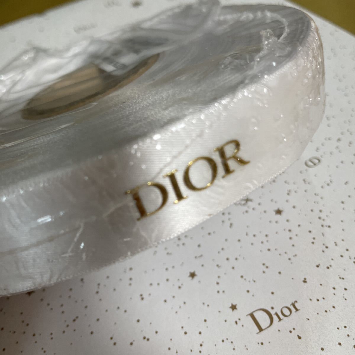 1ロール50m★DIOR リボン ロール サテン ゴールドロゴ
