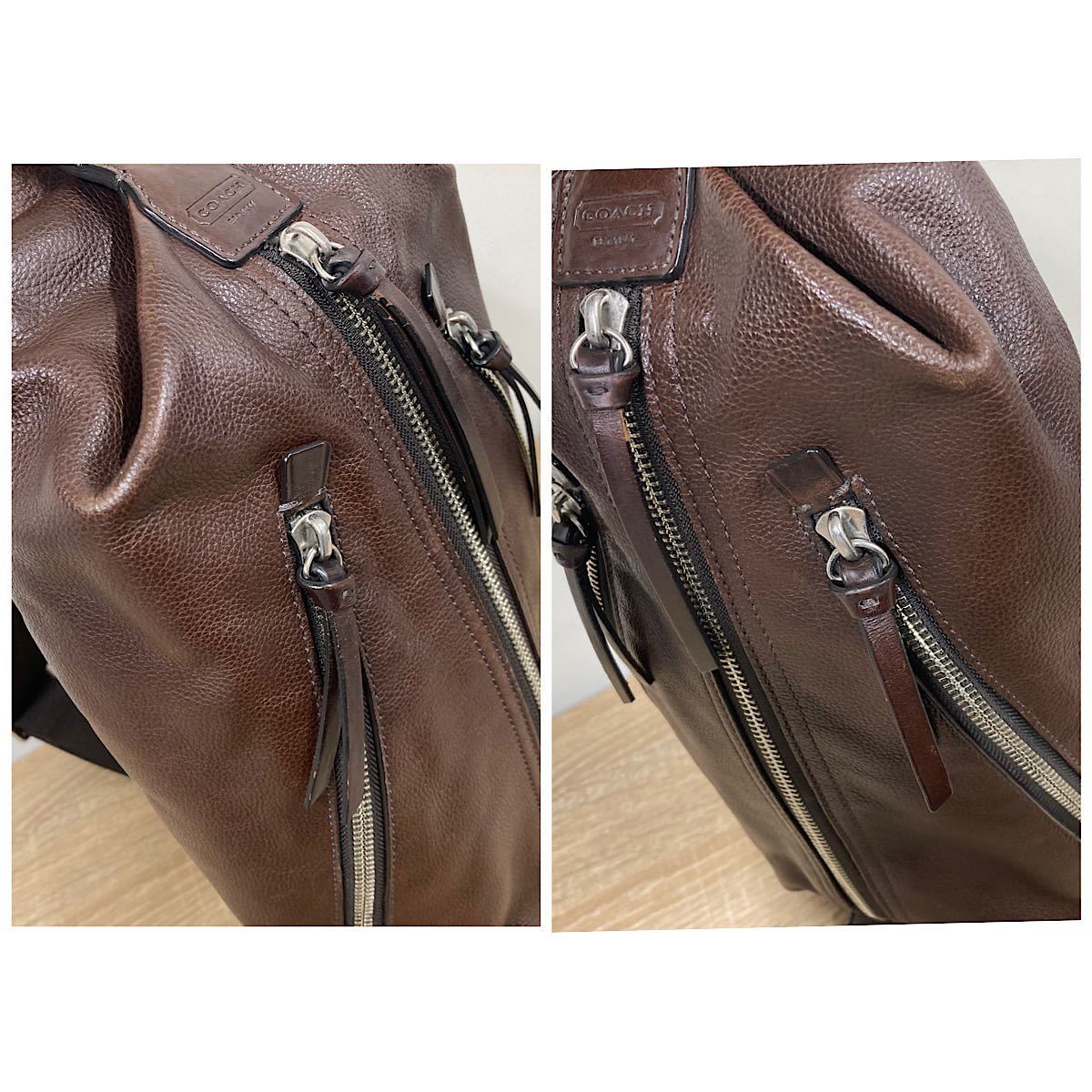 COACH 70360 トンプソン レザーボディバッグ ウエストバッグ ブラウン-