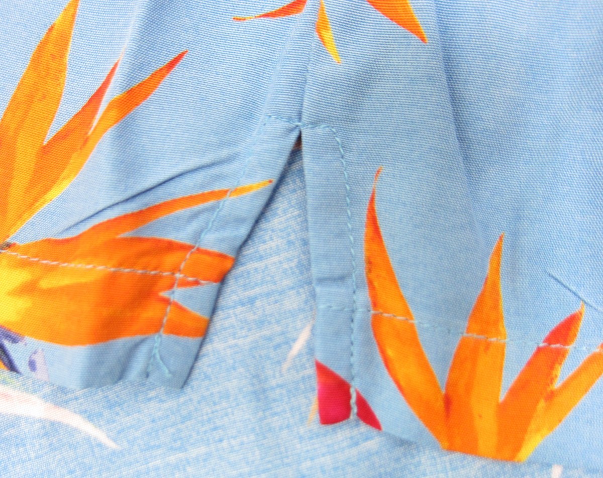 Aloha Blossom アロハブロッサム Birds Of Paradise Aloha Shirts / Sax SIZE:38 半袖 シャツ □UF3274_画像5