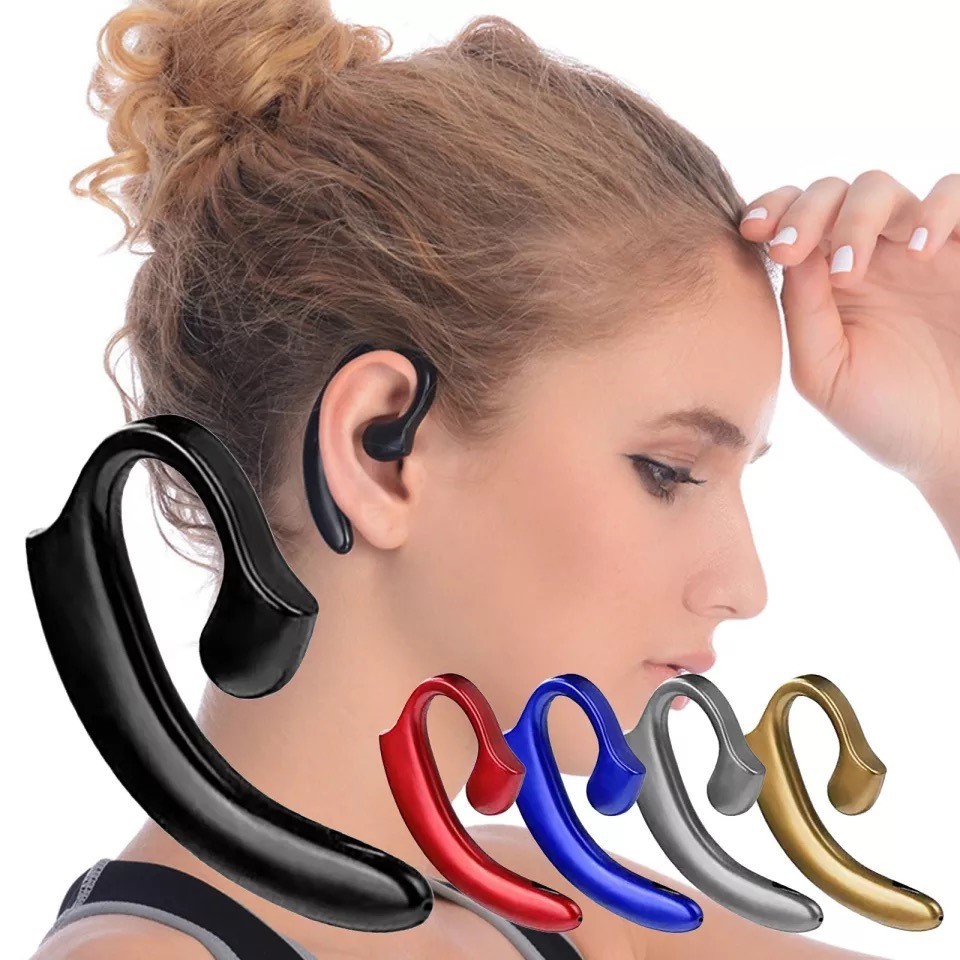 イヤホン　Bluetooth　ワイヤレスイヤホン 耳掛け型　イヤフォン イヤホンマイク 片耳　USB 充電 高音質 超軽量　テレワーク レッド　21_画像3