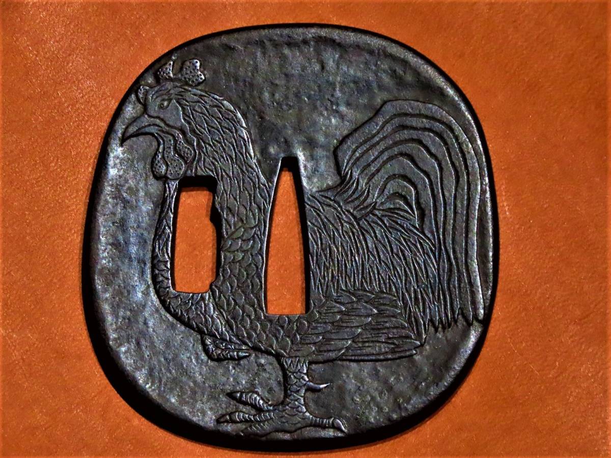 肥後甚五鐔写し鶏図 現代の名工『 成木一成 』 肥後鐔 肥後甚五鐔写し鶏図 現代の名工『 成木一成 』 肥後鐔