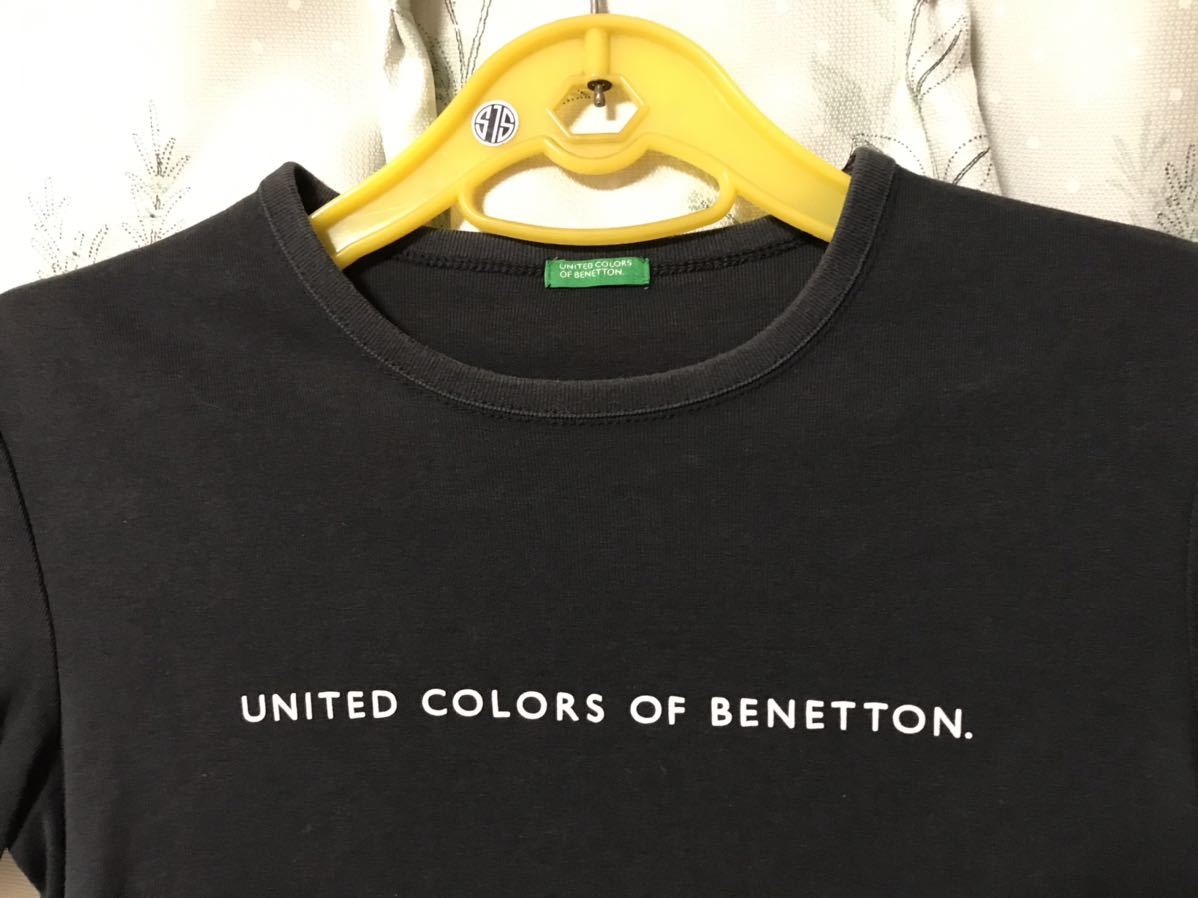  beautiful goods Benetton black color black short sleeves T-shirt lady's cut and sewn tops M size 