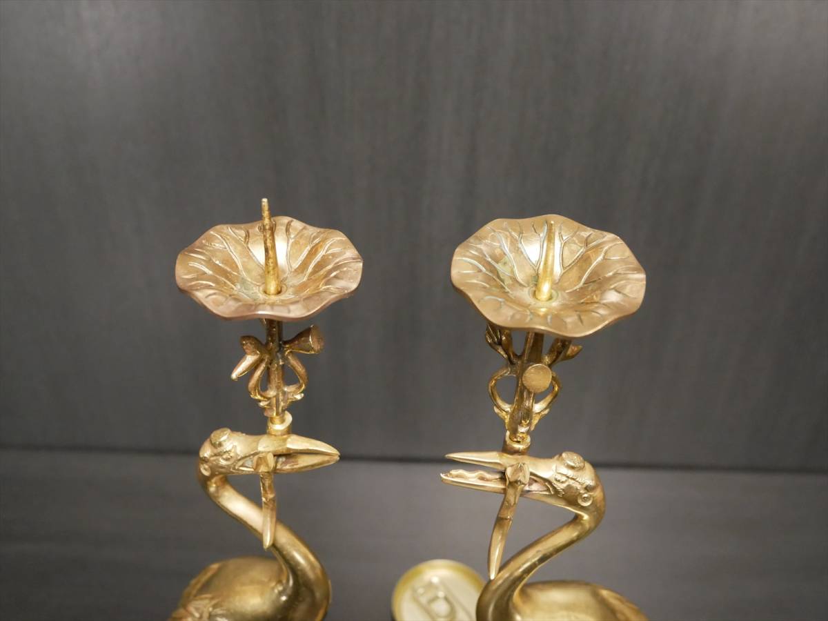在庫あり】 収集品 3068 仏具(C-3) 大きな仏壇用 対 鶴亀 大谷 在庫あり】 収集品 3068 仏具(C-3) 大きな仏壇用 対 鶴亀 大谷