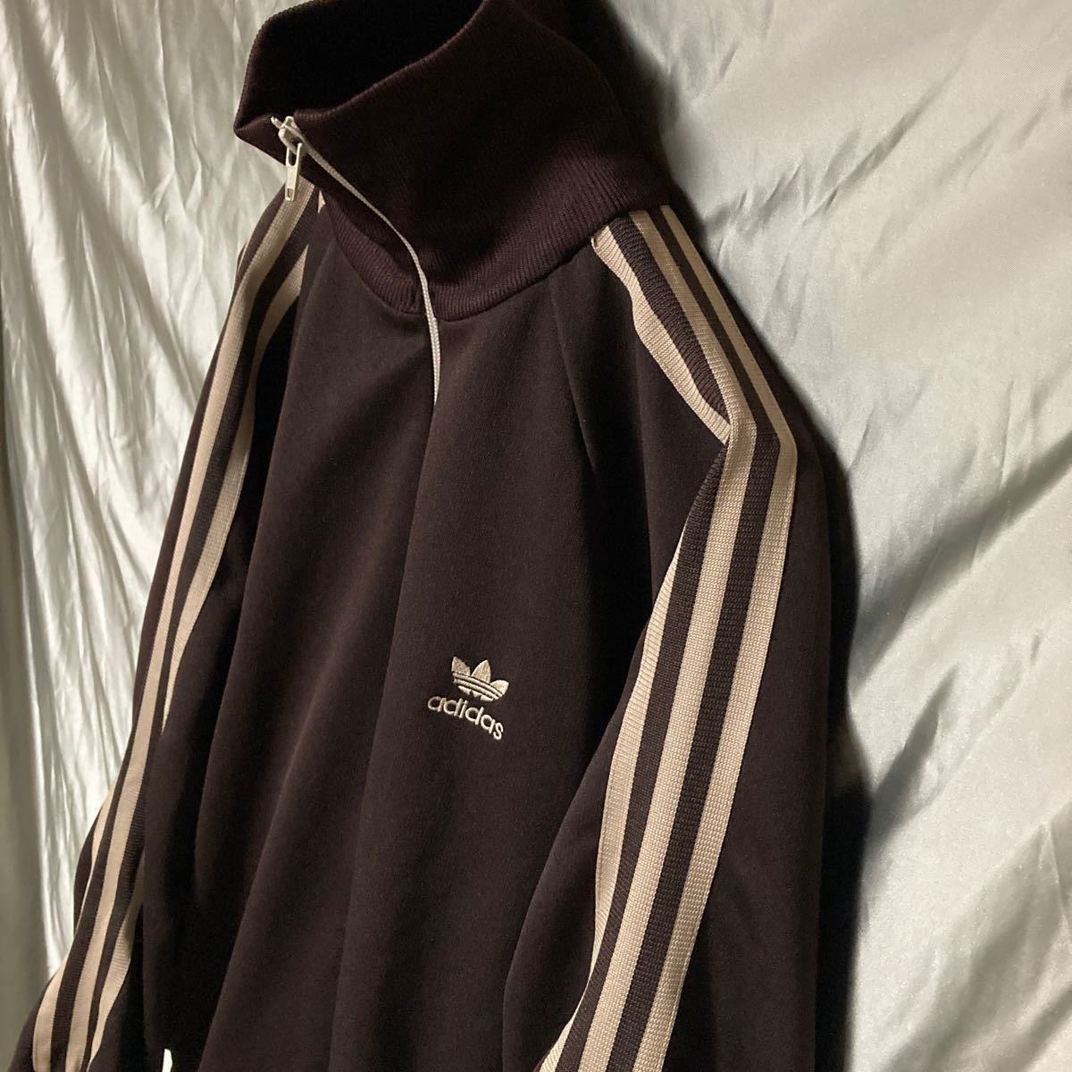 80s adidas アディダス ジャージ デサント 茶 在原みゆ紀 ダーク ブラウン ベージュ 茶色 美品 ビッグサイズ