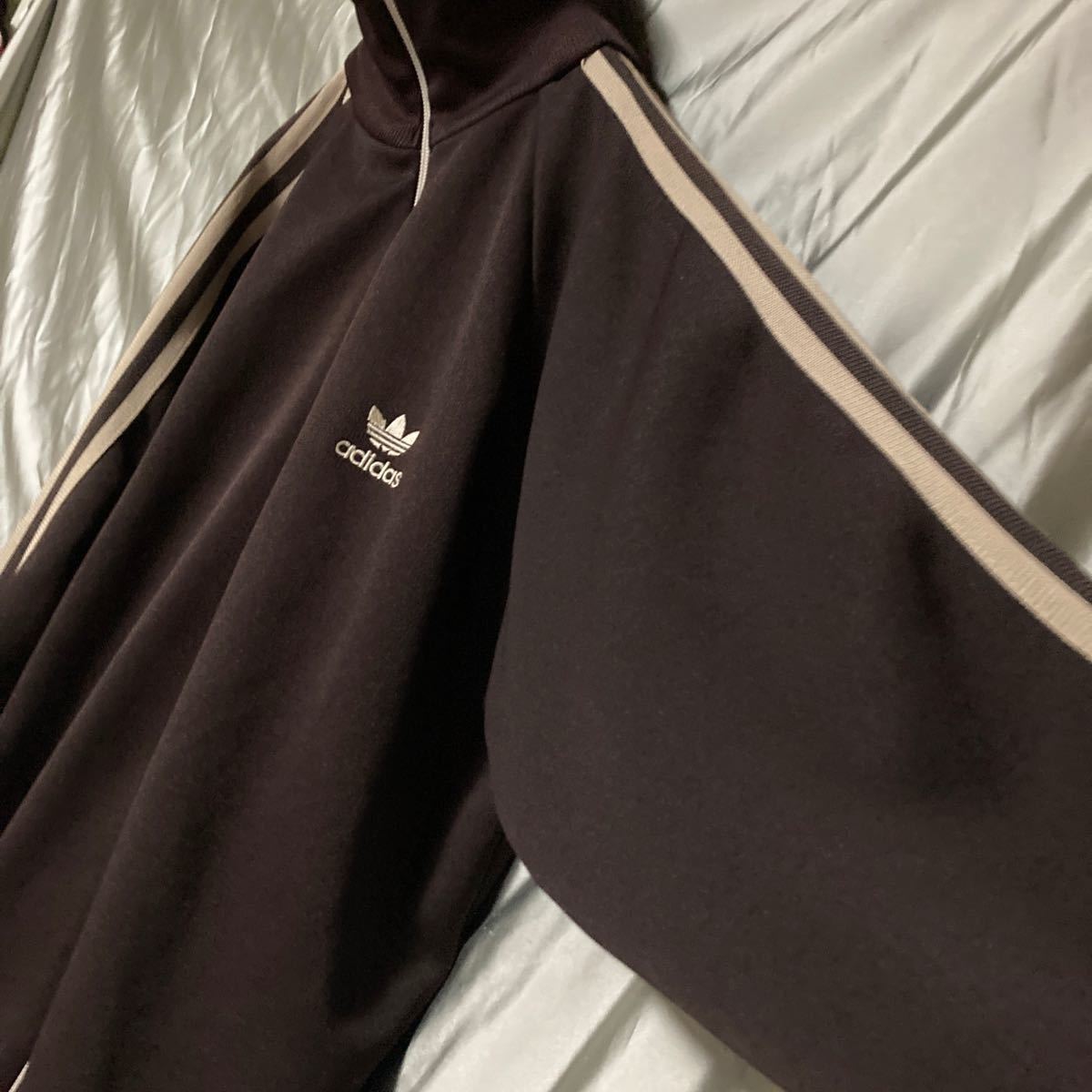 80s adidas アディダス　ジャージ　デサント 茶 在原みゆ紀　ダーク　ブラウン　ベージュ　茶色　美品　ビッグサイズ