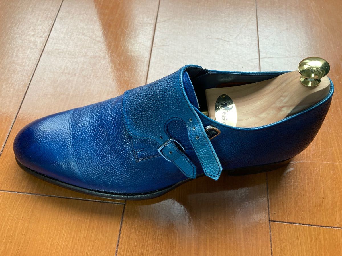 FABI ダブルモンク　ブルー　EU42 27cm 鹿革　革靴 ビジネスシューズ レザーシューズ