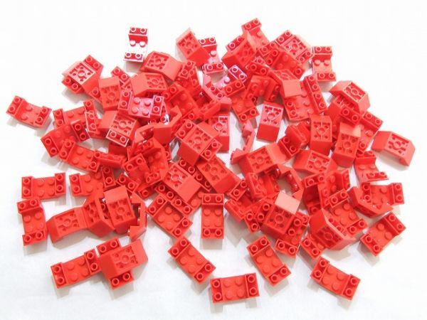 E9-5　未使用　LEGOバラパーツ　赤　4871　逆スロープ 2 x 4 (45°) ダブル　約100個セット_画像1