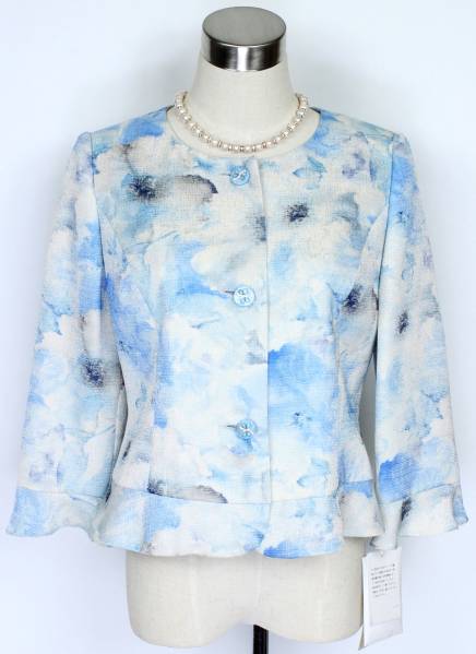 新品 6萬1600円 11號 ジャケット 結婚式 食事會 セットアップに レディース 青 ブルー 花柄