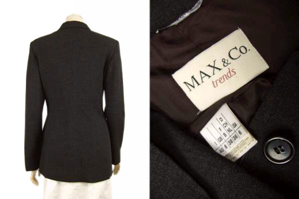 新品同様★マックス&コー*MAX&CO*伊)制*レディース*濃グレー系*しなやか美形アイビージャケット*9號(hào)(Mサイズ.38)