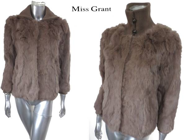 二点落札で送料无料！ M048 Miss Grant ミスグラント ラビット ファー 毛皮 ブルゾン 38 レディース　コート　ブラウン　茶