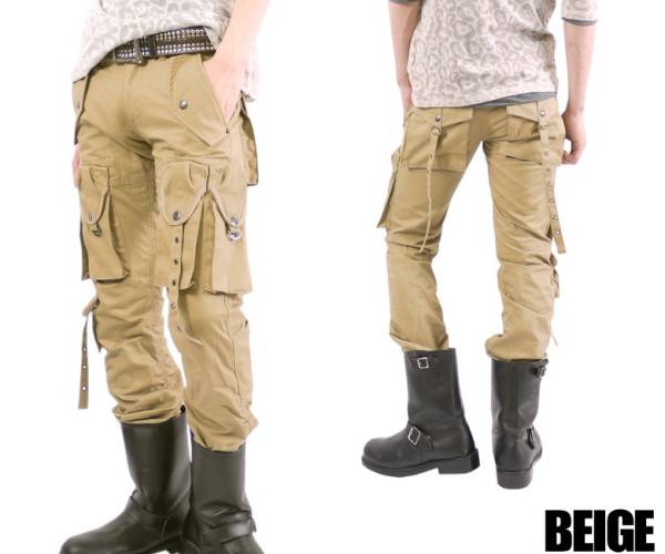 【BERNINGS】多重ポケットカーゴパンツ新品ベージュL