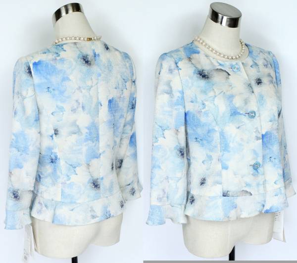 新品 6萬1600円 11號 ジャケット 結婚式 食事會 セットアップに レディース 青 ブルー 花柄