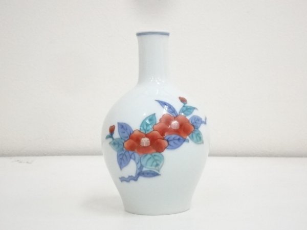 今右衛門造 錦花絵飾り花瓶 花生 花入 M bカ-