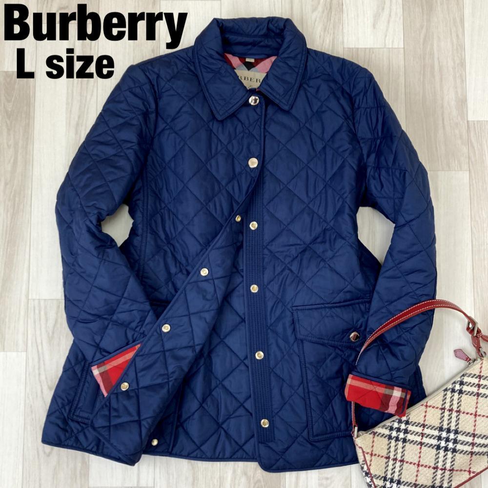  rare L size ultimate beautiful goods * BURBERRY Burberry ti tail diamond quilting jacket check outer jacket lady's 