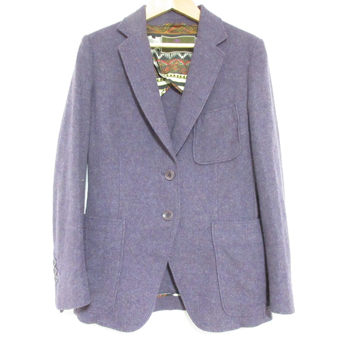 美品 ETRO エトロ 部分ペイズリー柄 カシミア100% シングル 2B 背抜き