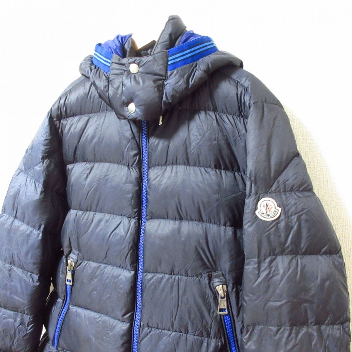 良品 MONCLER モンクレール DOUDOUNE LEGERE THOULE トゥール 2WAY ハーフ丈 ミドル ライトダウンジャケット ブルゾン 4 紺 ネイビー 011