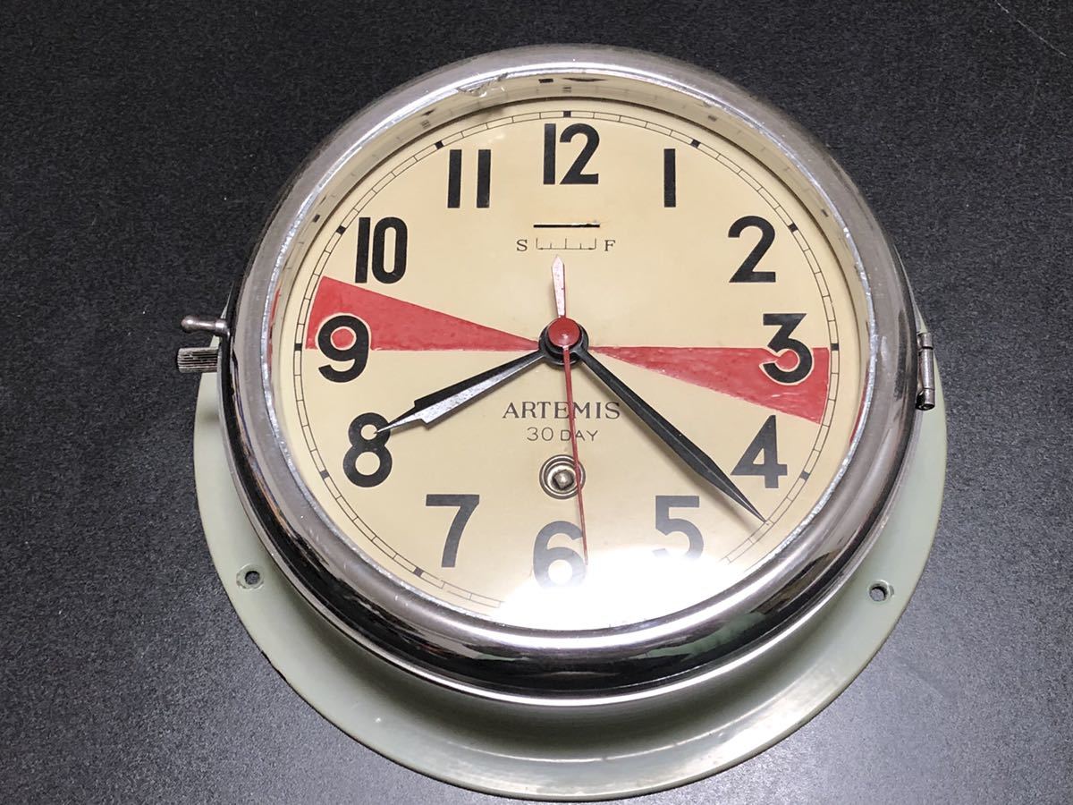 船舶時計 ARTEMIS アルテミス 30DAY 掛時計 機械式 ゼンマイネジ巻式 アンティーク 日本製 ジャンク