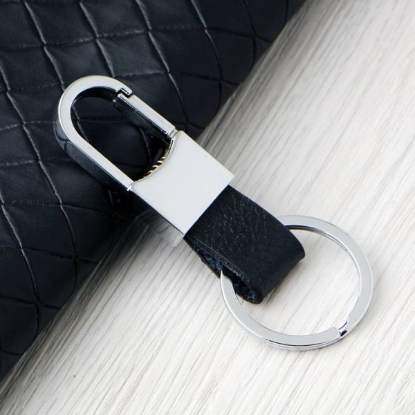  key holder key ring leather key chain kalabina black 