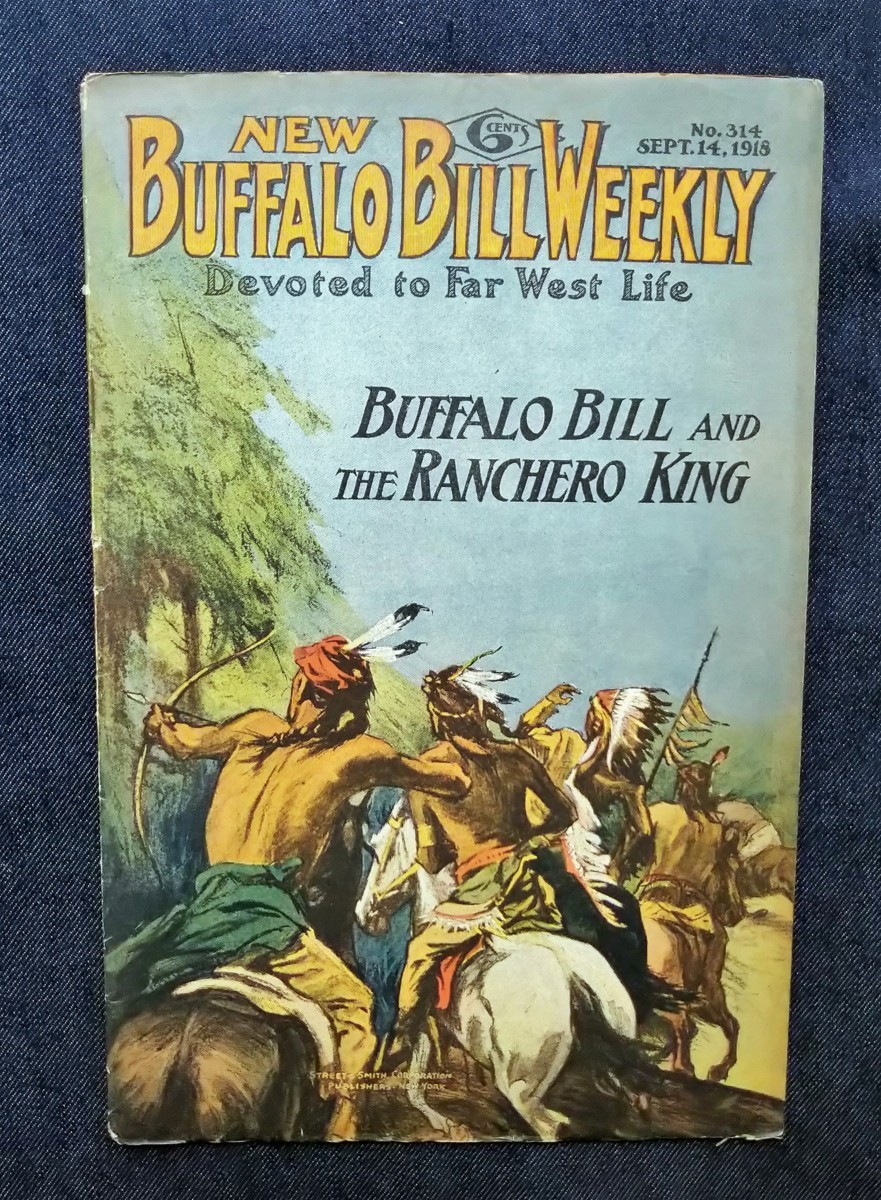 1918年 パルプ雑誌 バッファロー・ビル New Buffalo Bill Weekly インディアン戦士 表紙 ダイムノヴェル アメリカ三文小説Street and Smith_画像1