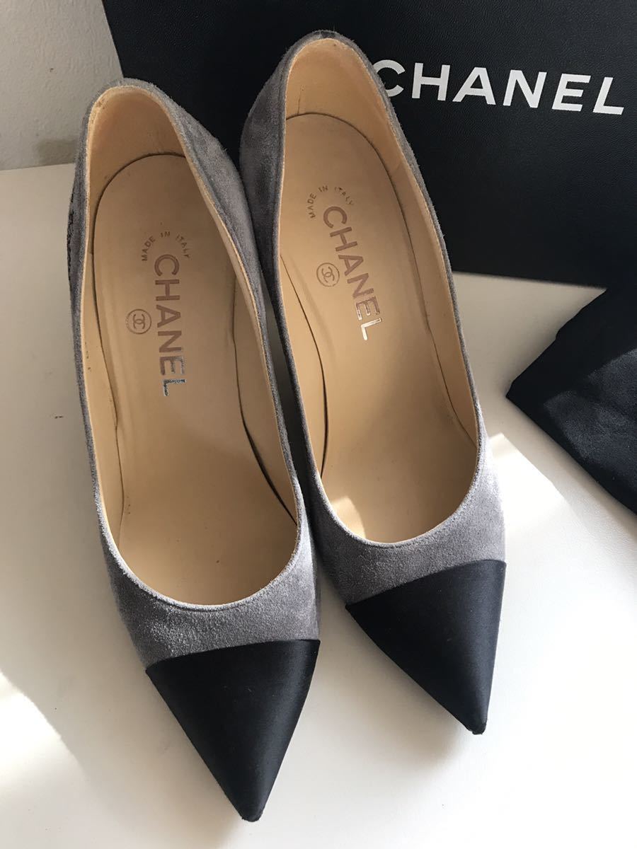 海外輸入】 大人気 超美品箱袋付き!CHANEL レザーバイカラーパンプス