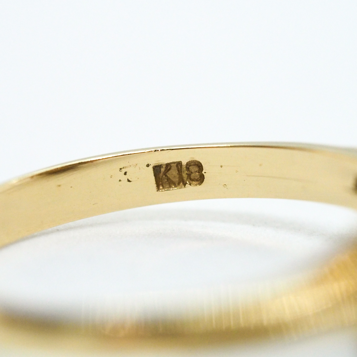 K18 パール風石トップ付 デザインゴールドリング 10.5号 2.9g 指輪 アクセサリー_画像8