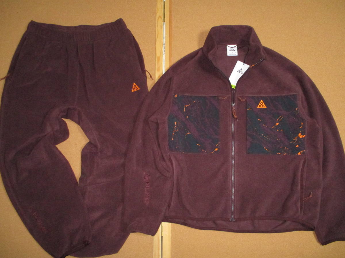  last XL @33000 jpy NIKE ACG Pola Tec fleece top and bottom set inspection WOLF TREE Pola - Wolf tree Sherpa bordeaux dark red XXL/2XL