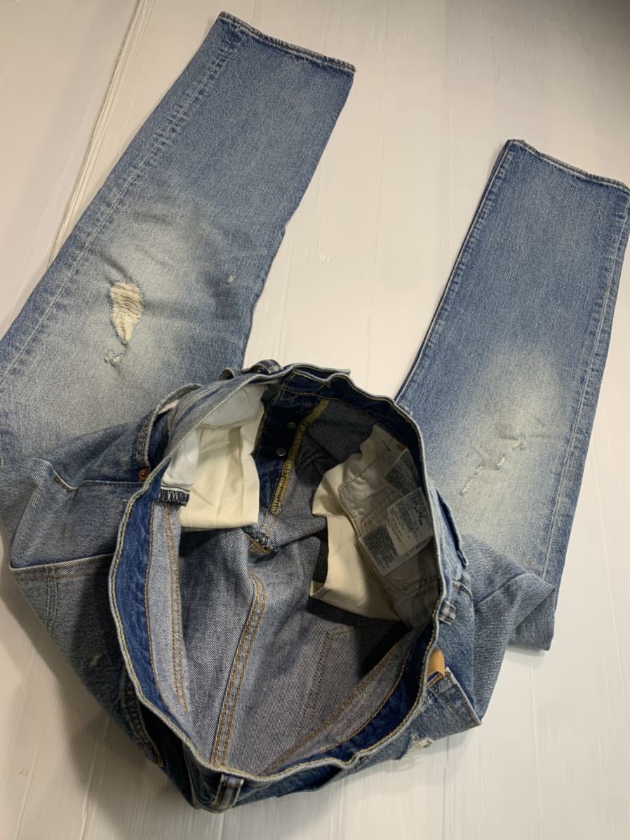 Levi's リーバイス　501 色落ち&クラッシュ　ヴィンテージ 加工デニム ストレートジーンズ　パンツ　W32L32約84cm_画像6