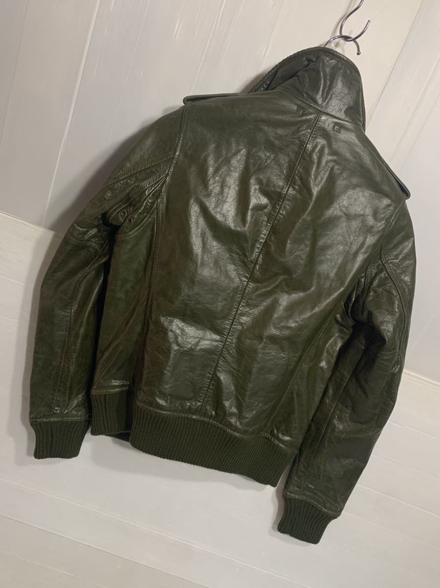 AVIREX Avirex Avirex Ueno association green cow leather military design leather jacket olive khaki S