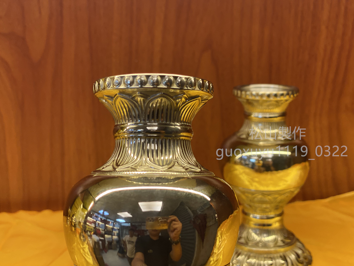 密教法具 寺院用仏具」美品 別上筋彫前具 華瓶 密教法具 寺院用仏具」美品 別上筋彫前具 華瓶