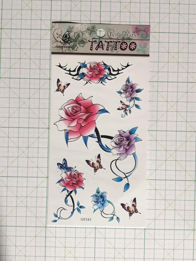 ◆ TATTOO シール タトゥー ステッカー 薔薇 バラ ローズ 刺青 入墨 ◆_画像1